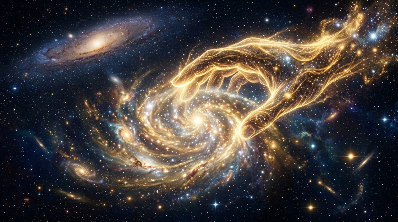 Engelszahl 01 Bedeutung: aufgehende Sonne hinter einem leuchtenden Horizont mit kosmischer Null als Portal