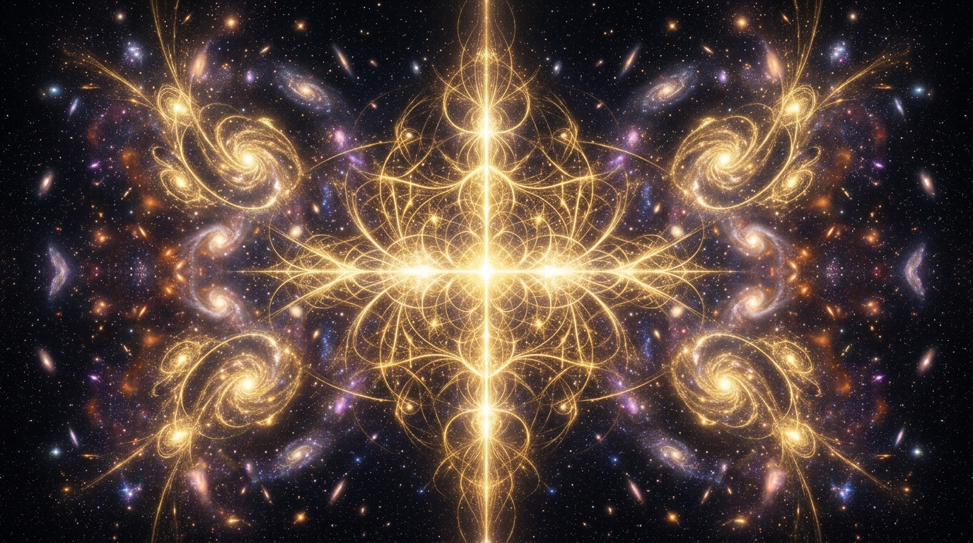 Engelszahl 1221 Energie: goldenes Licht in symmetrischer Wellenform