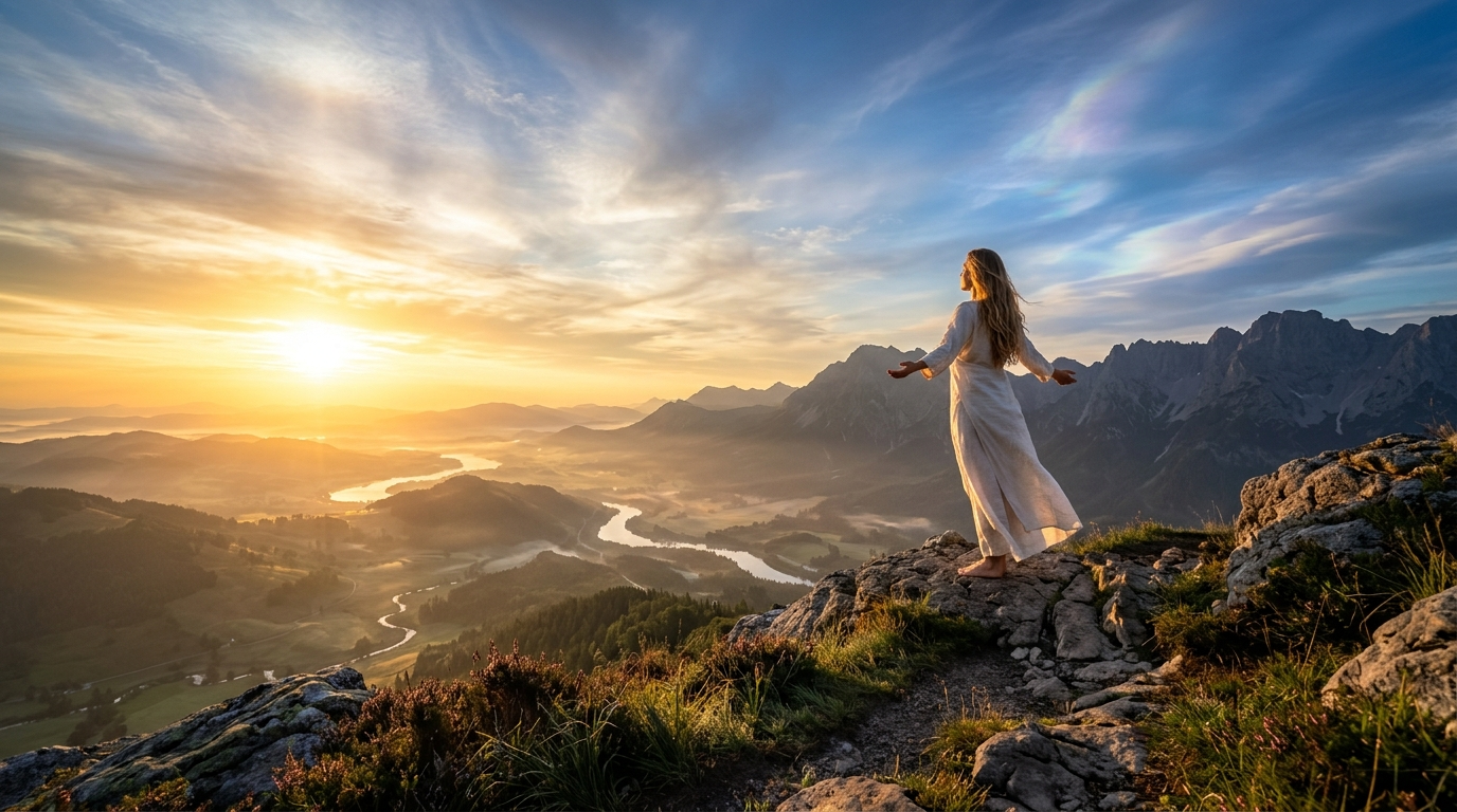 Engelszahl 1222 Bedeutung: sanfte goldene Lichtstrahlen über ruhigem Wasser