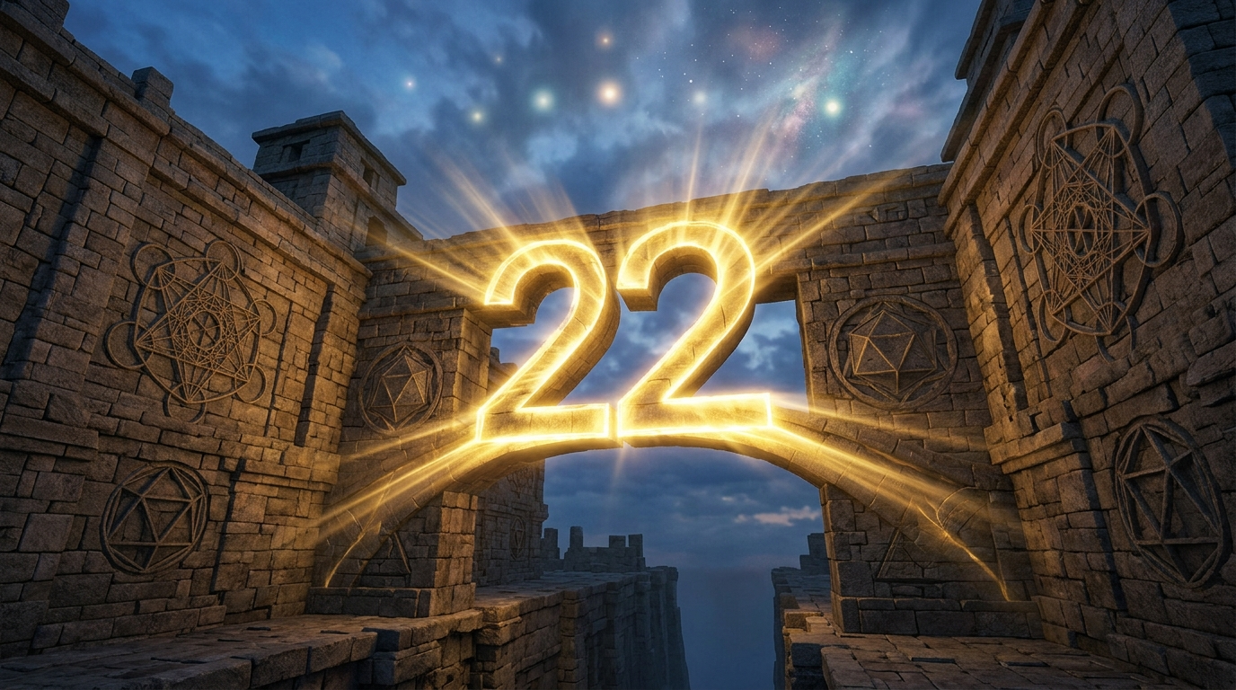 Engelszahl 22 Bedeutung als Meisterzahl mit Licht und Architektur-Motiv