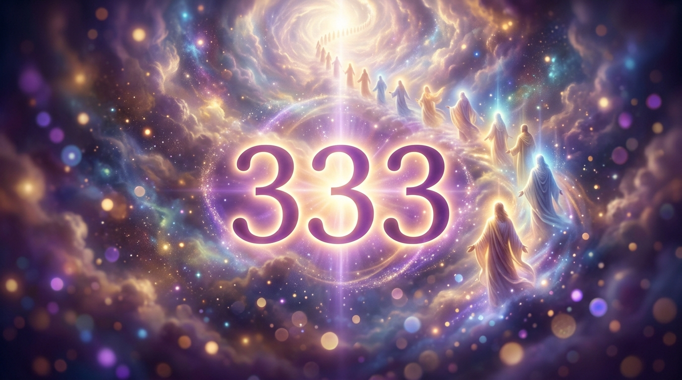 Engelszahl 333 Bedeutung aufgestiegene Meister lila goldenes Licht