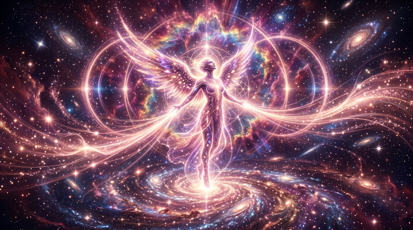 Engelszahl 99 Bedeutung -- zwei leuchtende Neun, umgeben von warmem goldenen Licht