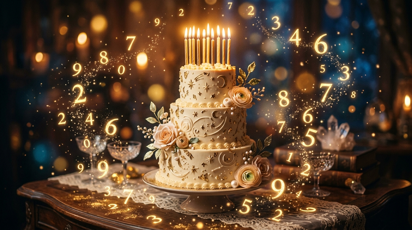 Numerische Symbole und Geburtsdatum auf Papier zur Engelszahl-Berechnung